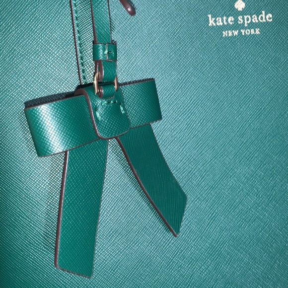 ♠️ kate spade Brynn Leather Tote Bag With Bow Charm,  Deep Jade NWT - Picture 4 of 6